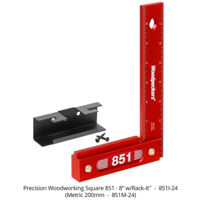 Woodpeckers 851M-24 851 Precision Woodworking Square, 200mm w/ Rack-It