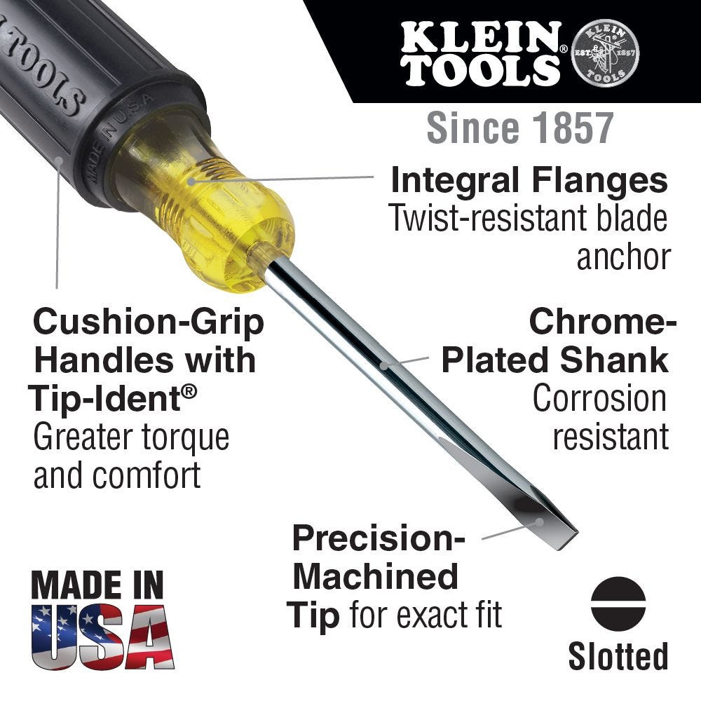 Klein Tools 85442 Screwdriver Set, 1/4 Keystone and #2 Phillips, Cushion-Grip, 2-Piece