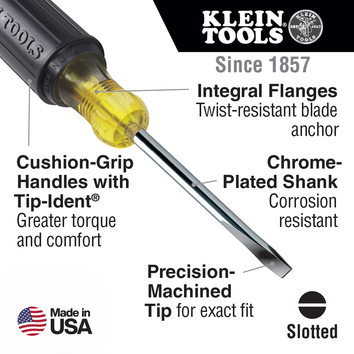 Klein 85805 screwdriver set Cushion-Grip handles with Tip-Ident caps
