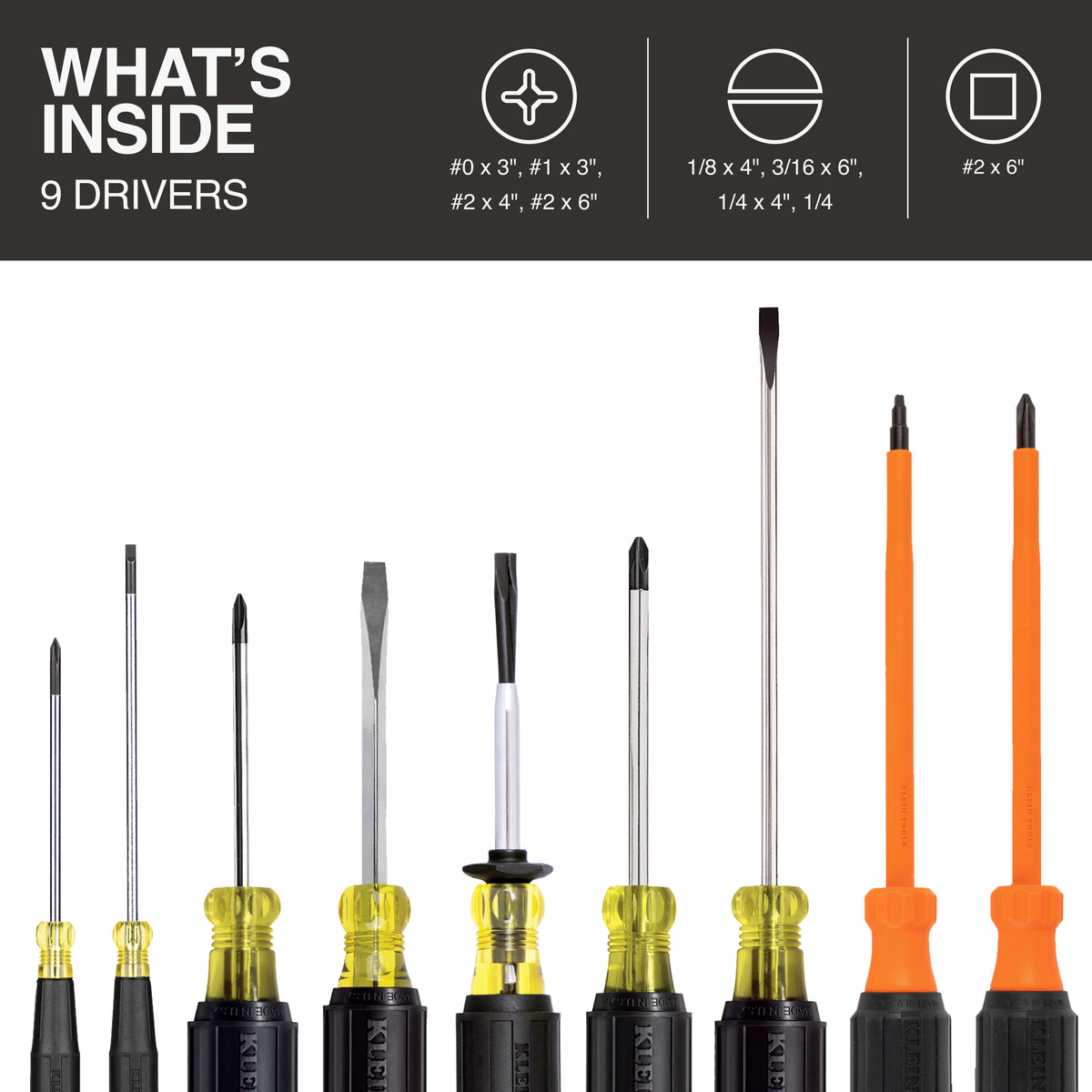 Klein 85850 electrician screwdriver set detail