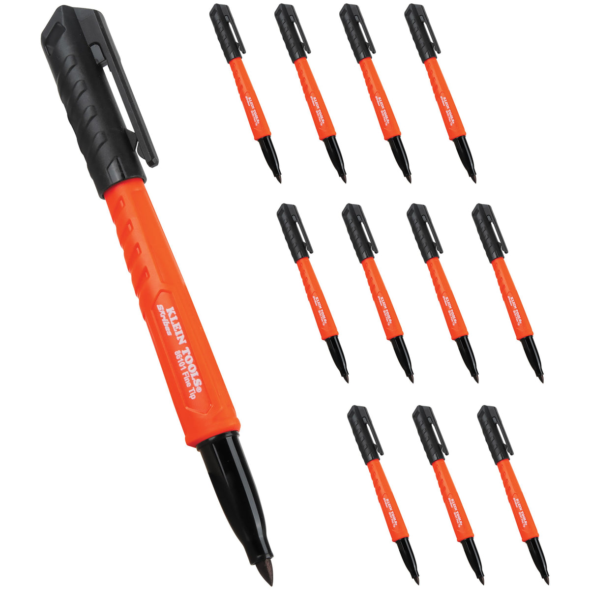 Klein Skribes 8610112 fine tip black permanent markers 12-pack