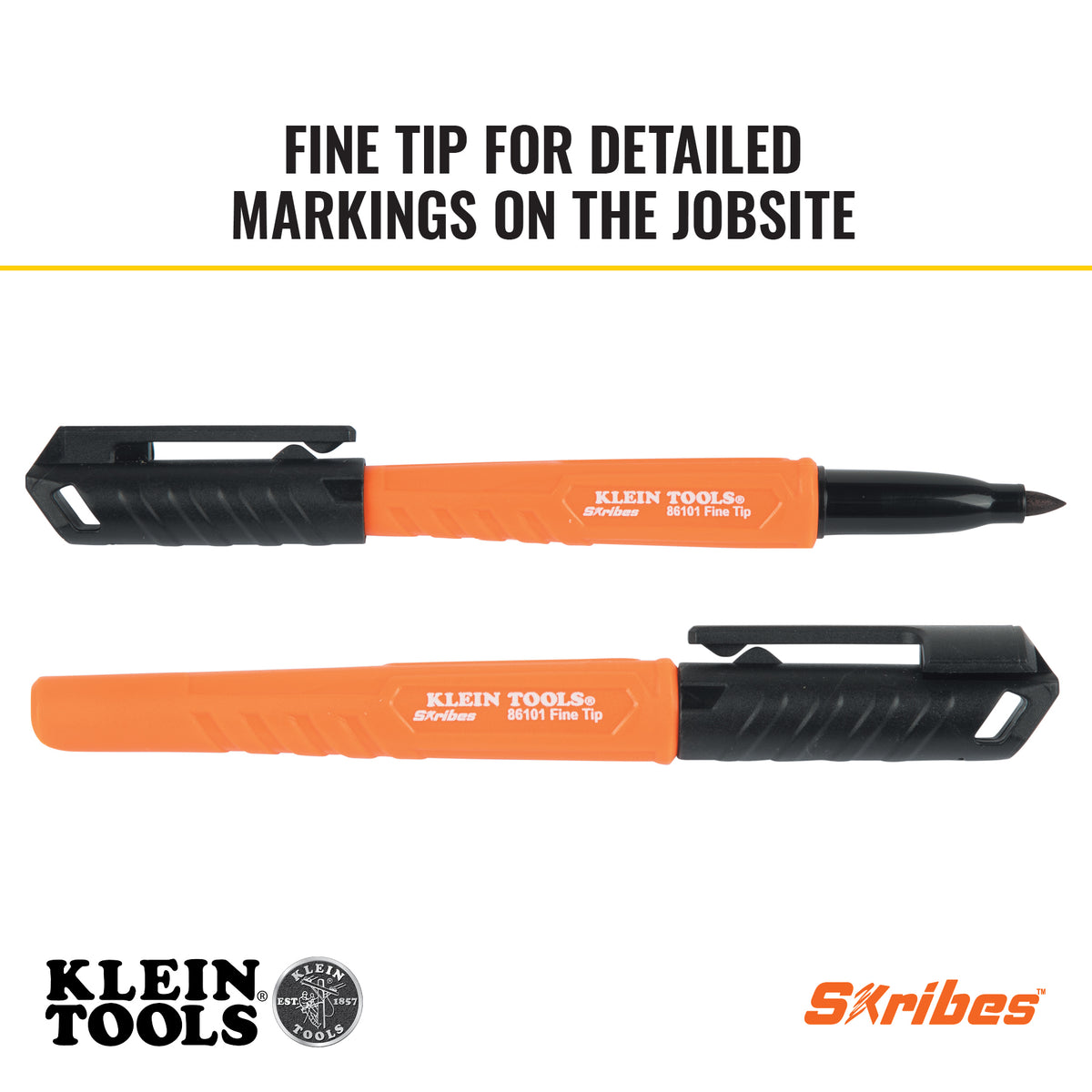 Klein Skribes 861014 marker anti-roll triangular barrel and hard hat clip