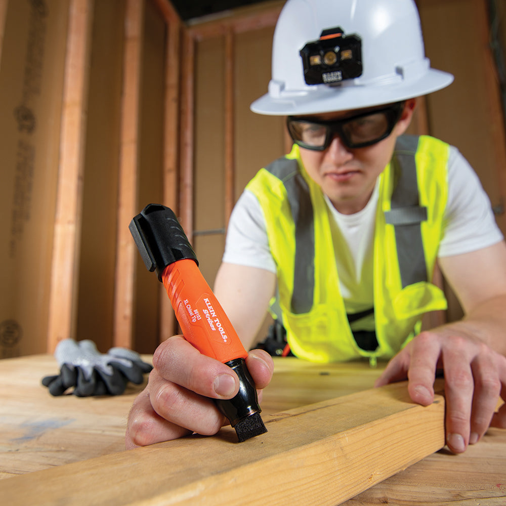 Klein Skribes XL chisel-tip marker used on lumber