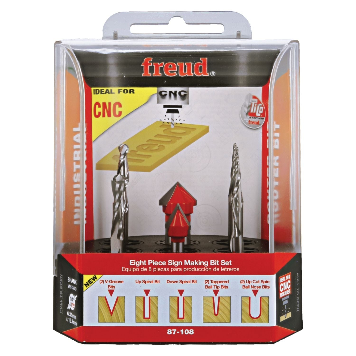 Freud 87-108 8 Piece CNC Router Bit Signmaking Set