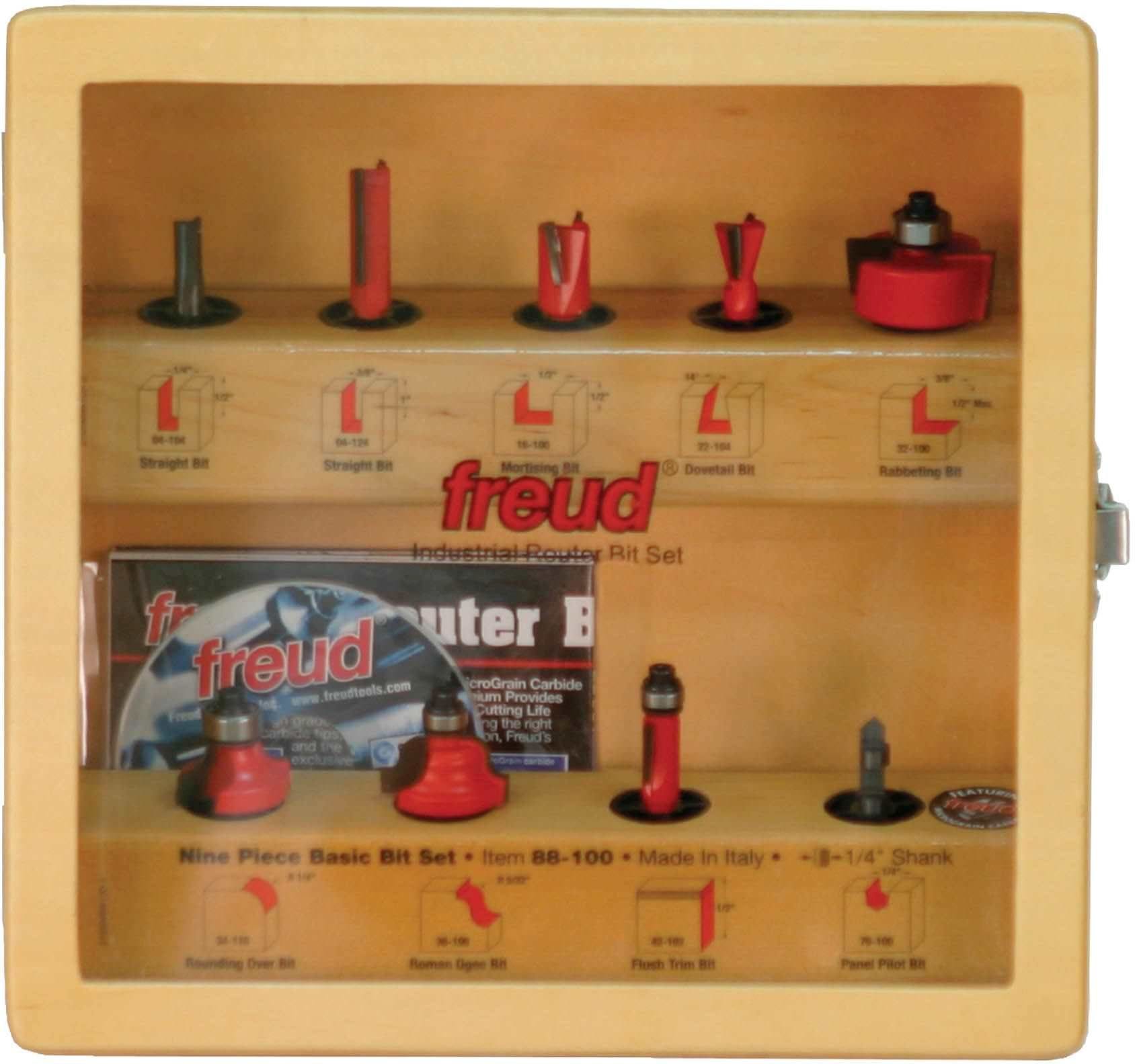 Freud 88-100 9 Piece Basic Router Bit Set (1/4-Inch Shank)