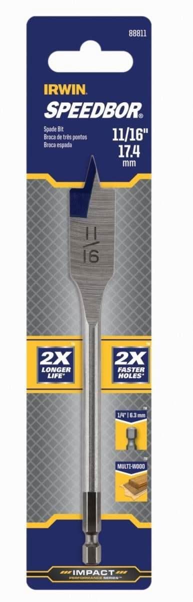 Irwin 88811 SPEEDBOR Standard Length Spade Bit 6-in. x 11/16-in.