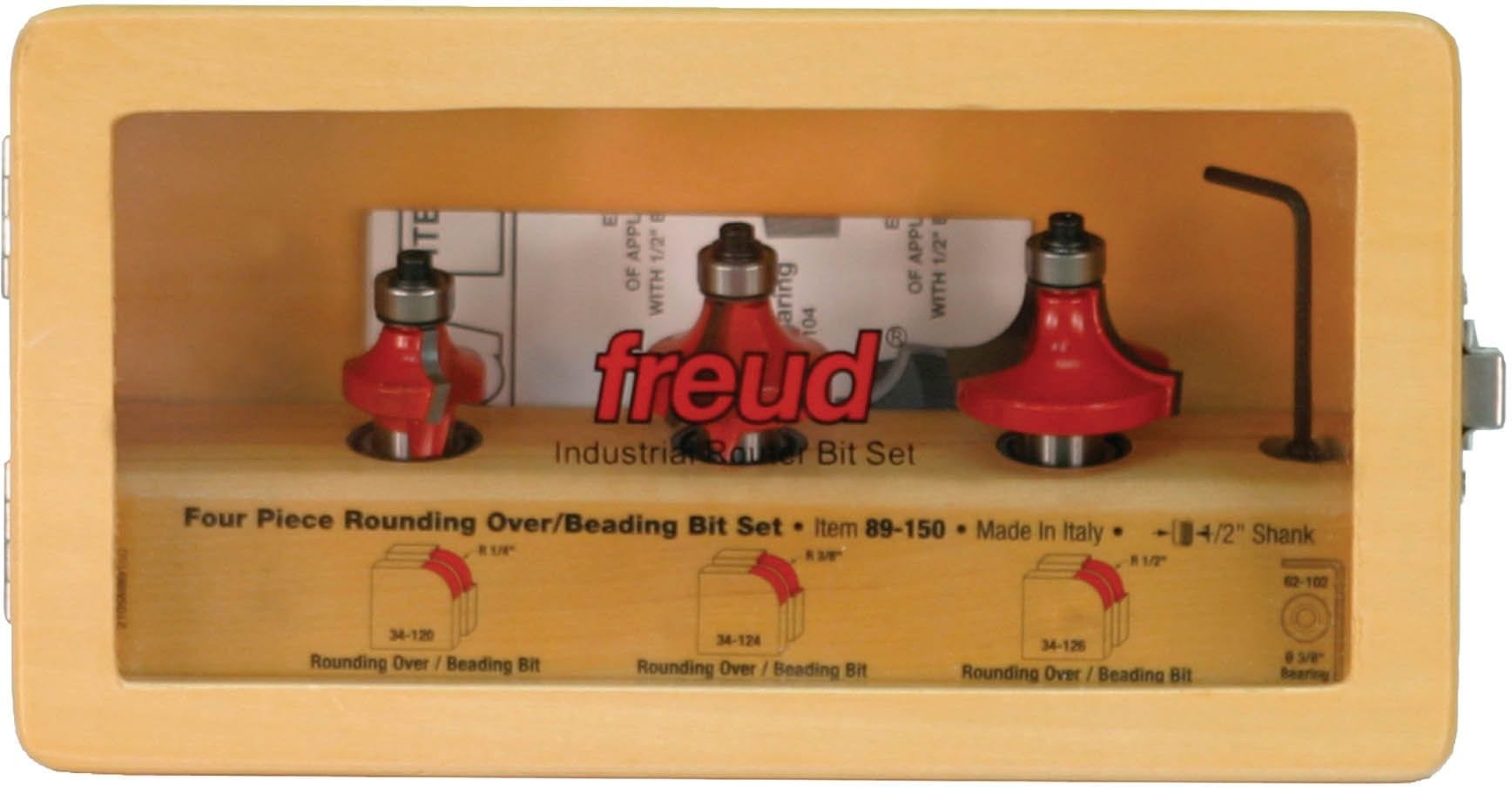 Freud 89-150 3 Piece Round Over/Beading Router Bit Sets (1/2-Inch Shank)