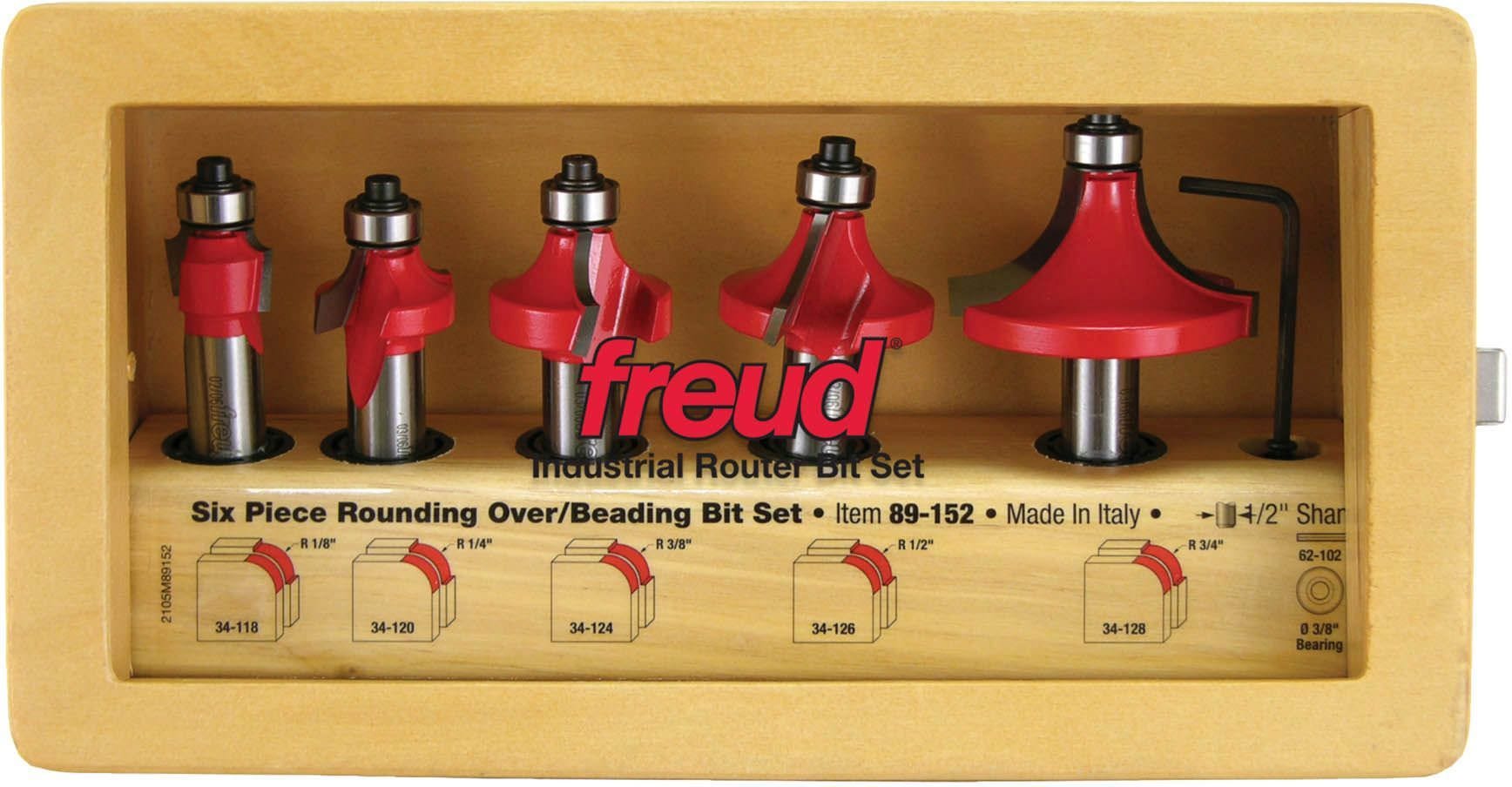 Freud 89-152 5 Piece Round Over/Beading Router Bit Set (1/2-Inch Shank)