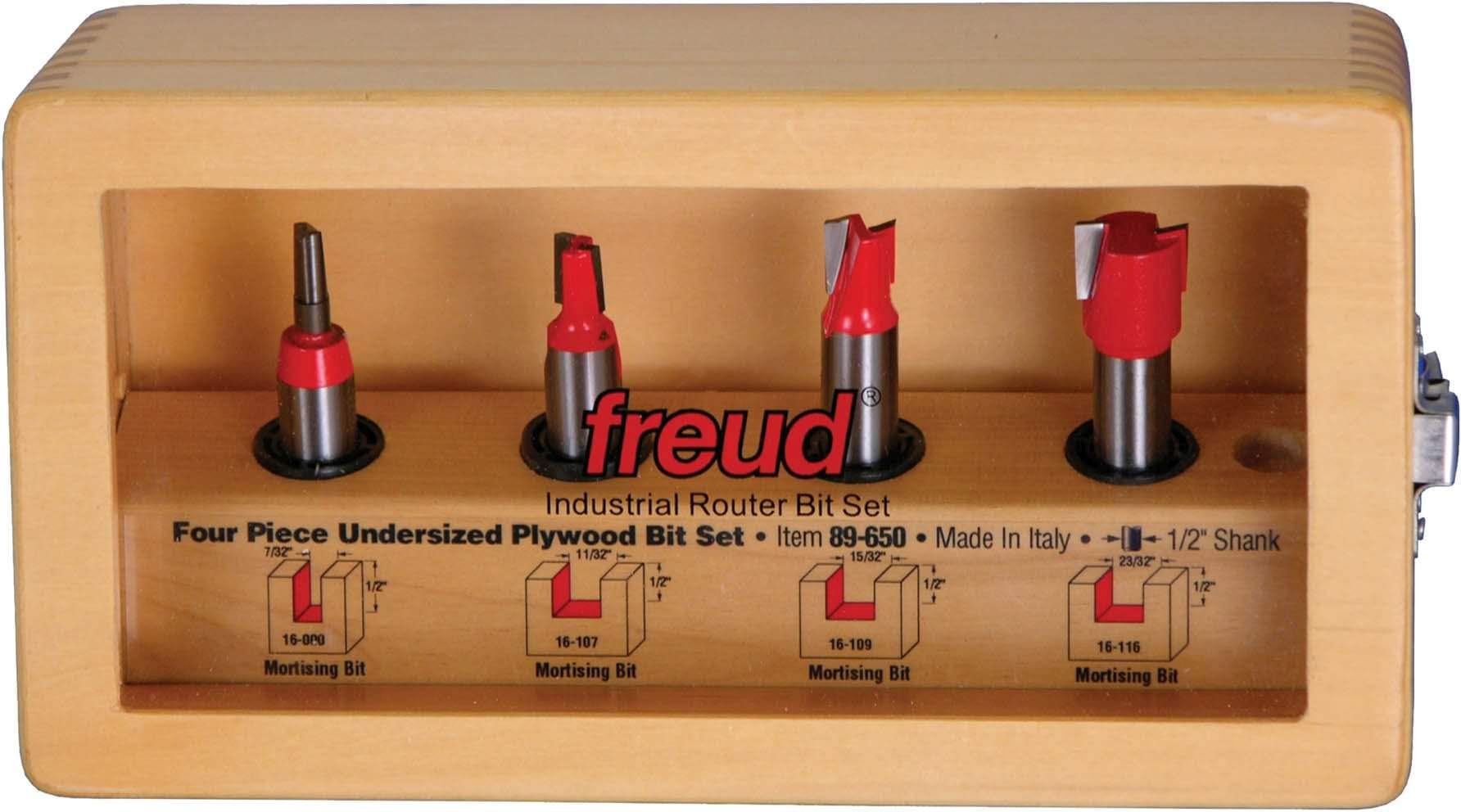Freud 89-650 4 Piece Undersized Plywood Router Bit Set (1/2-Inch Shank)