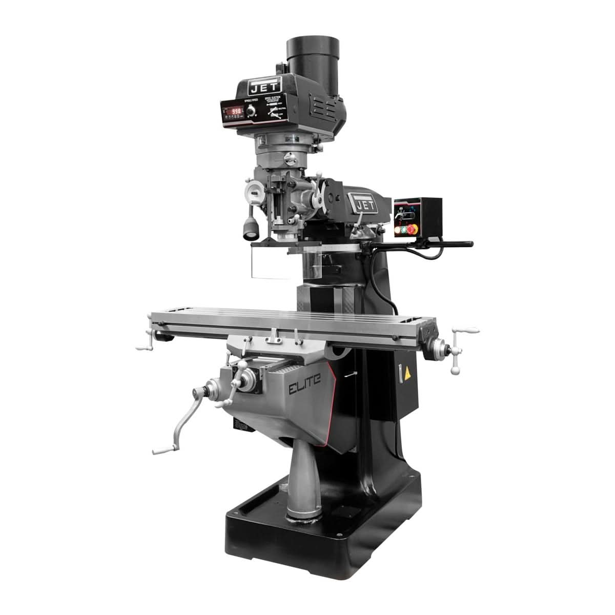 JET 894339 EVS-949 Mill with 3-Axis ACU-RITE 303 (Quill) DRO and X-Axis JET Powerfeed and USA Made Air Draw Bar