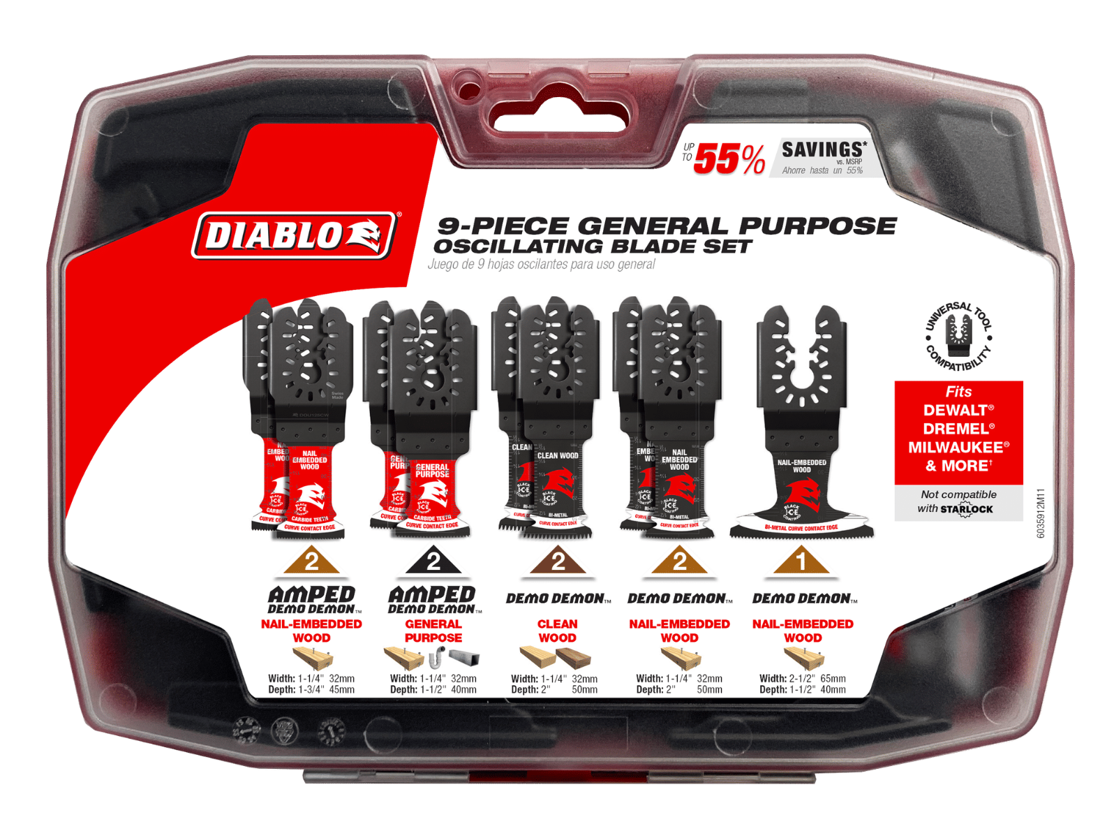 Diablo DOU9S Universal Fit 9-Piece General Purpose Oscillating Blade Set