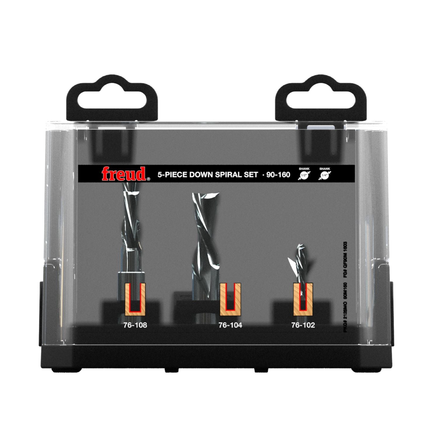 Freud 90-160 5 Piece Down Spiral Router Bit Set