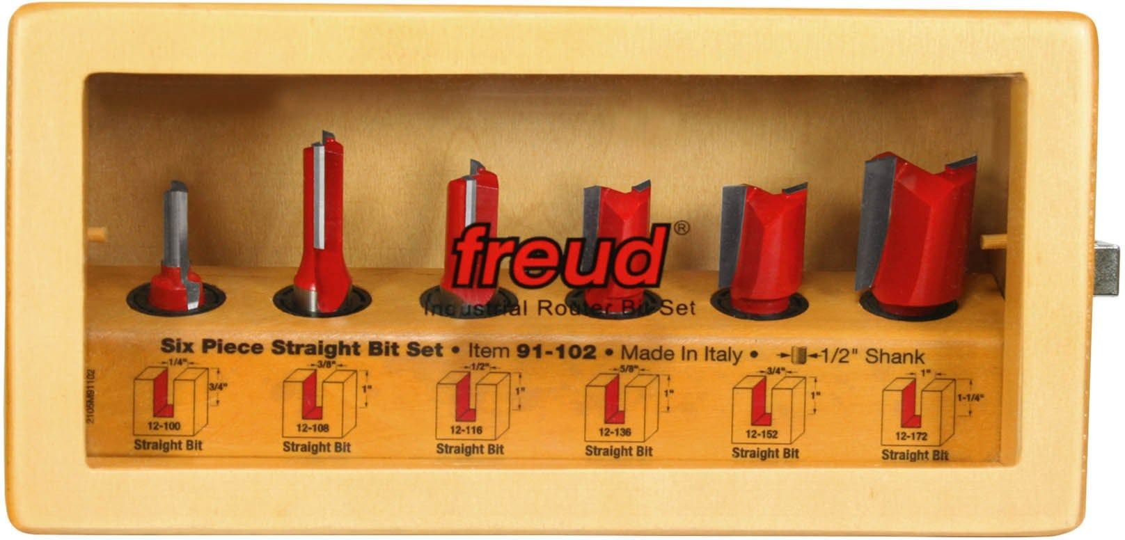 Freud 91-102 6 Piece Straight Router Bit Set