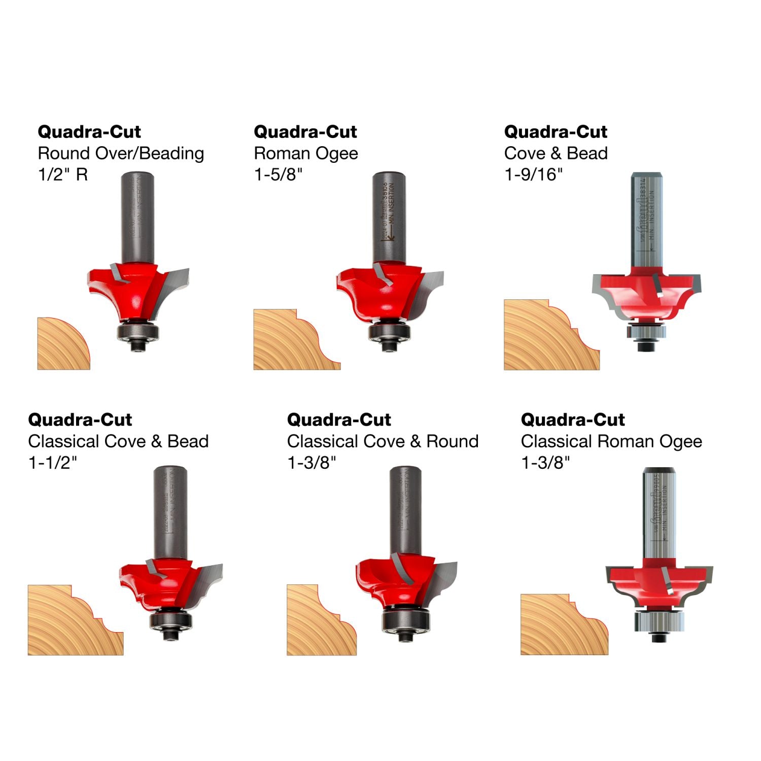 Diablo 91-206 6 Piece Decorative Edge Quadra-Cut Router Bit Set – Tool Nut