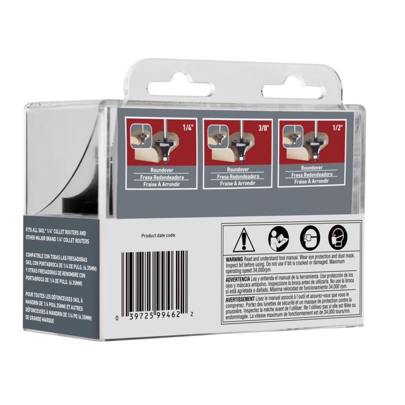 SKIL 3-Piece Carbide-Tipped Roundover Bit Set