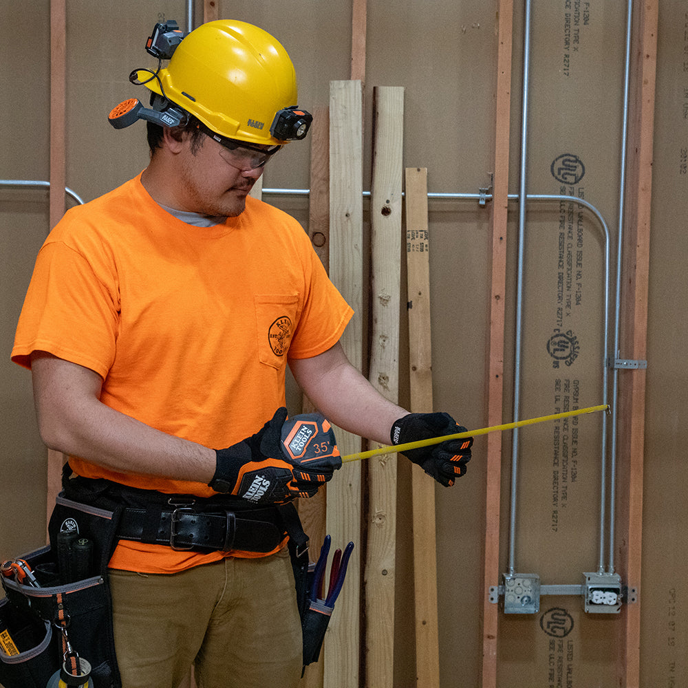 Klein 35-ft. tape measure measuring a long run