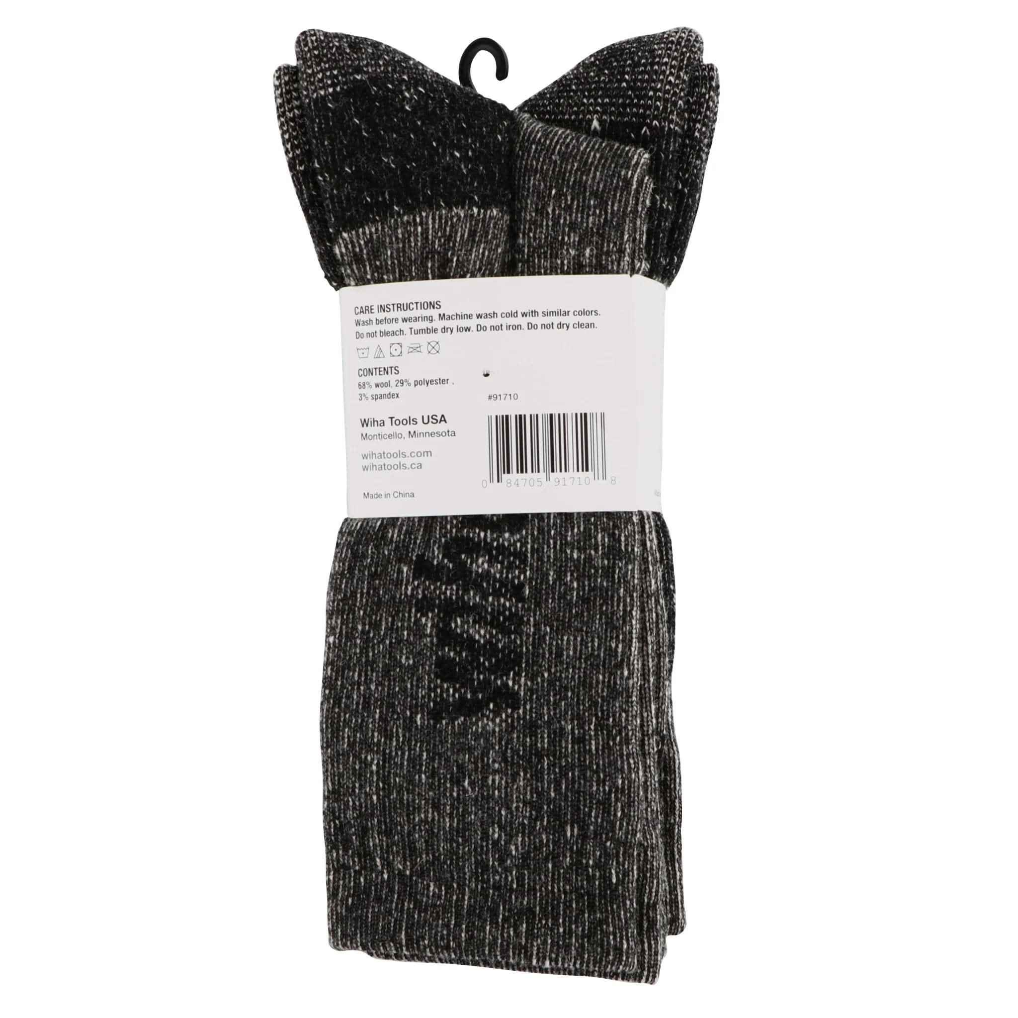 Wiha 91710 Wool Socks, Grey OSFM (2-Pack)