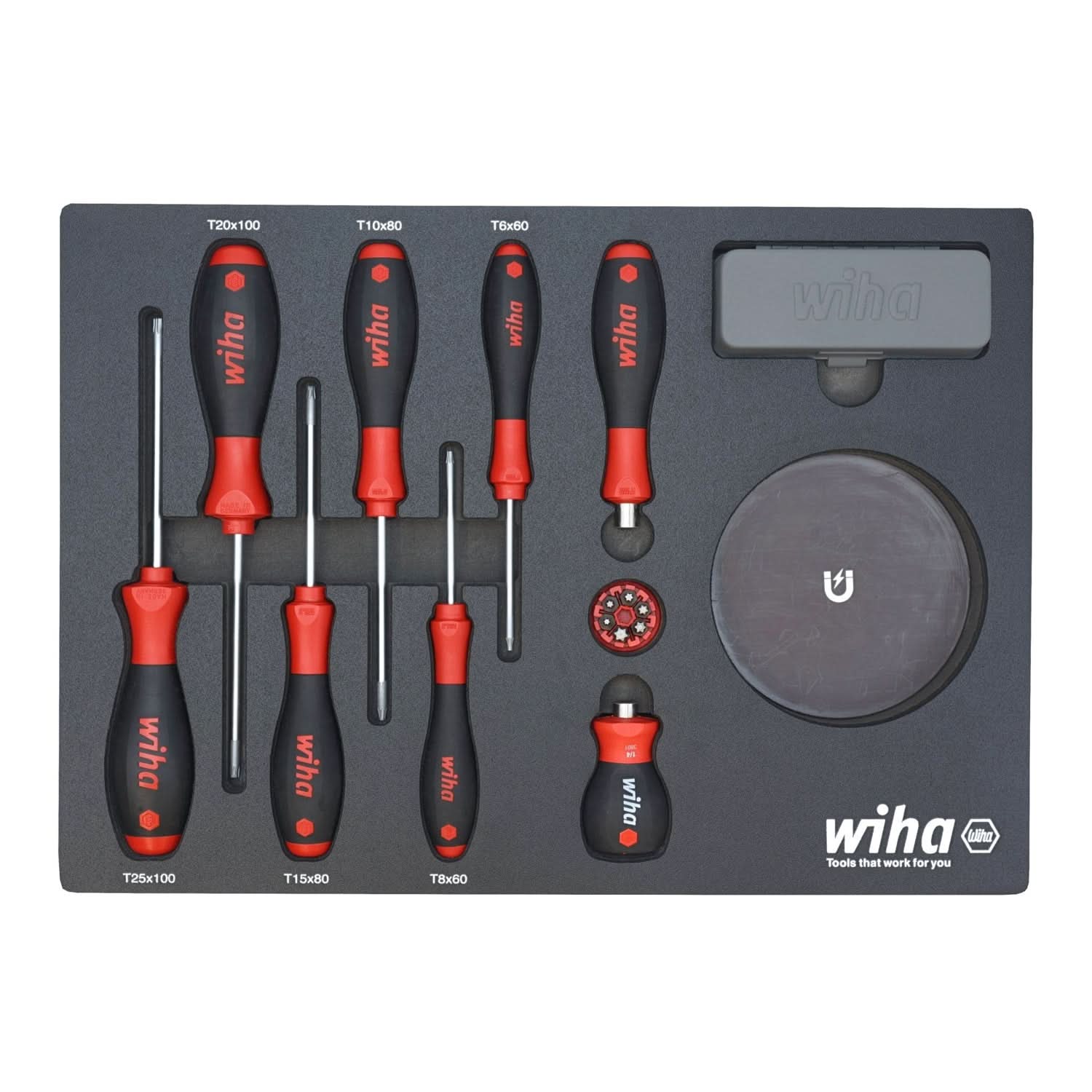 Wiha 91851 45-Piece Knife Maintenance Magnetic Workstation Tray Set