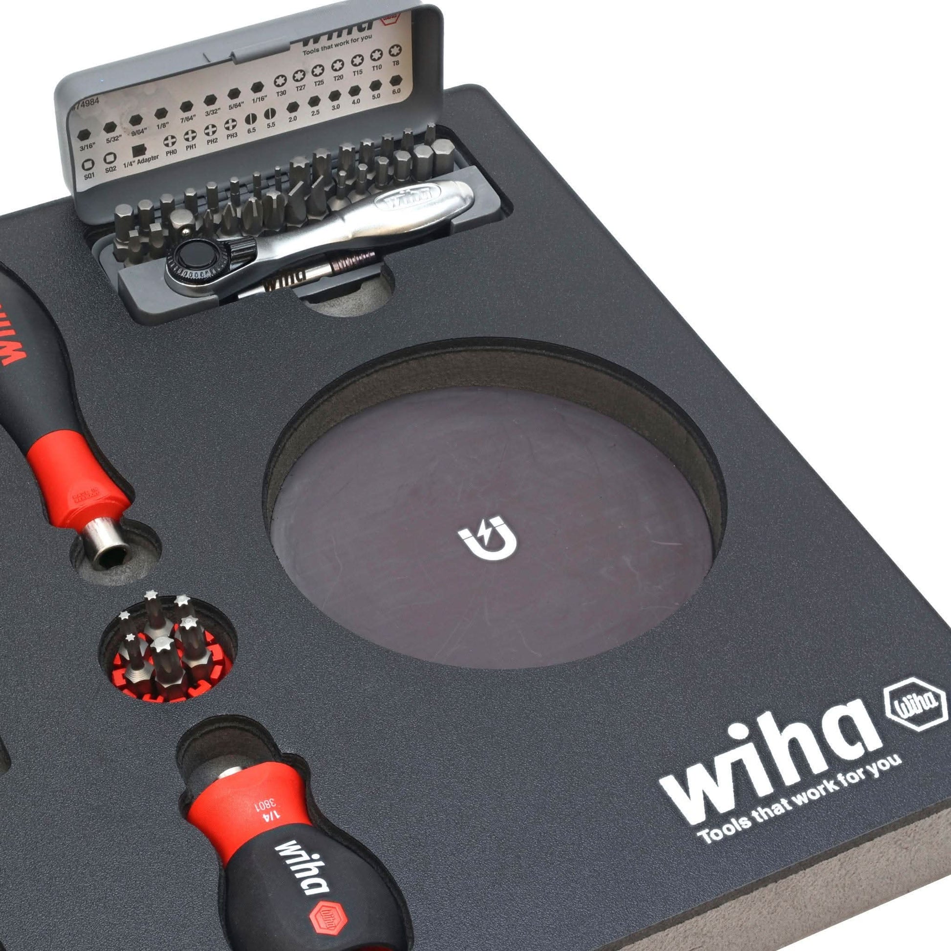Wiha 91851 45-Piece Knife Maintenance Magnetic Workstation Tray Set