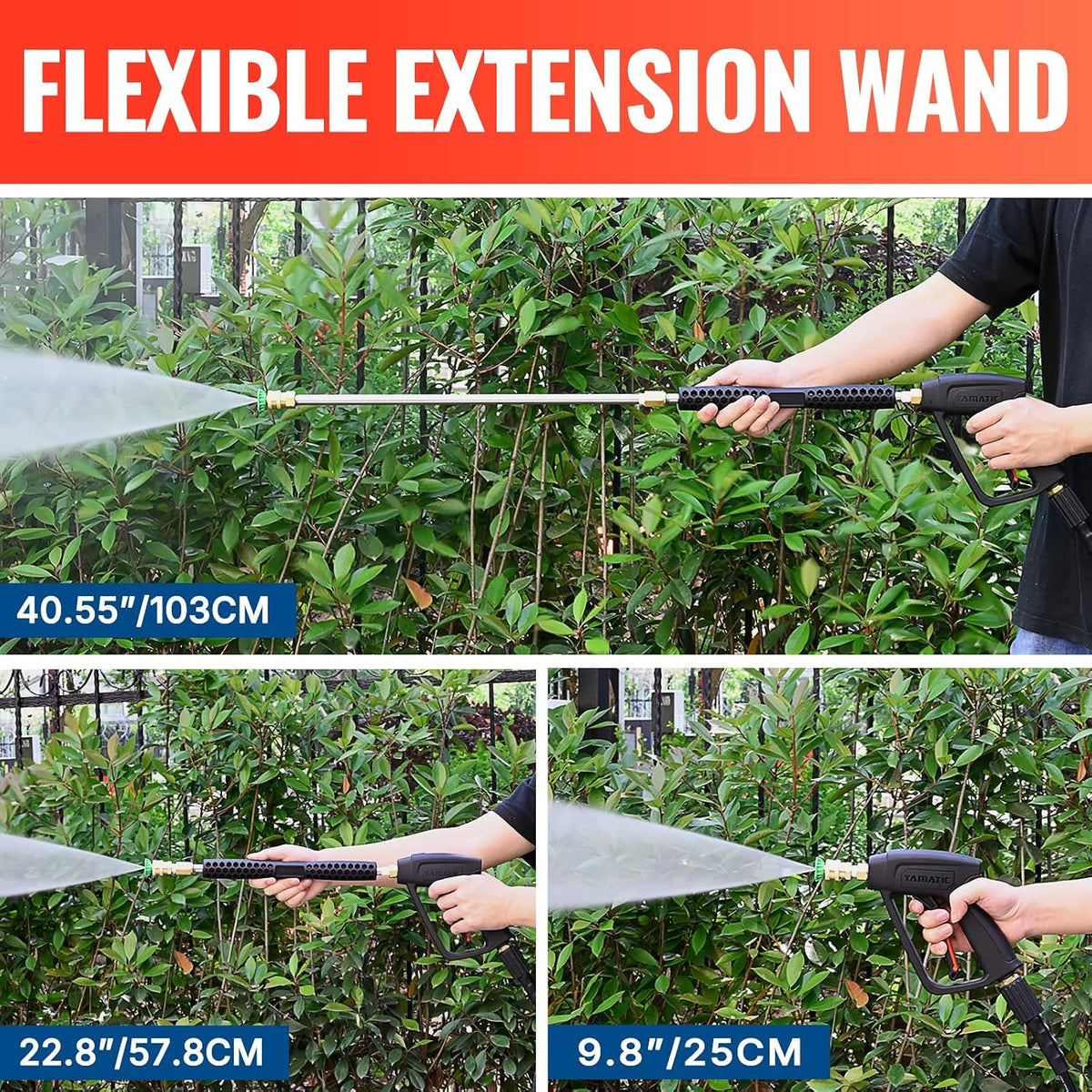 Yamatic A001KM 4000 PSI pressure washer gun and extension wand kit extension wand reaching garden and siding