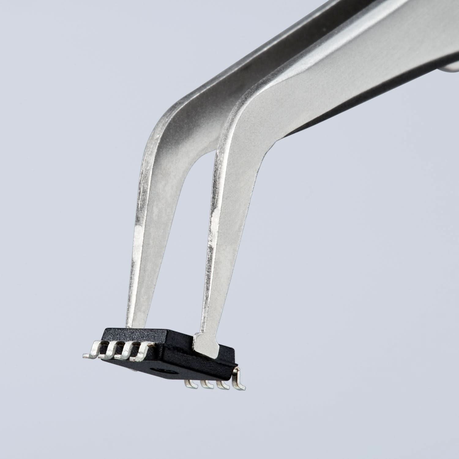 Knipex 92 01 01 Premium Stainless Steel Positioning Tweezers-45&deg;Angled-SMD