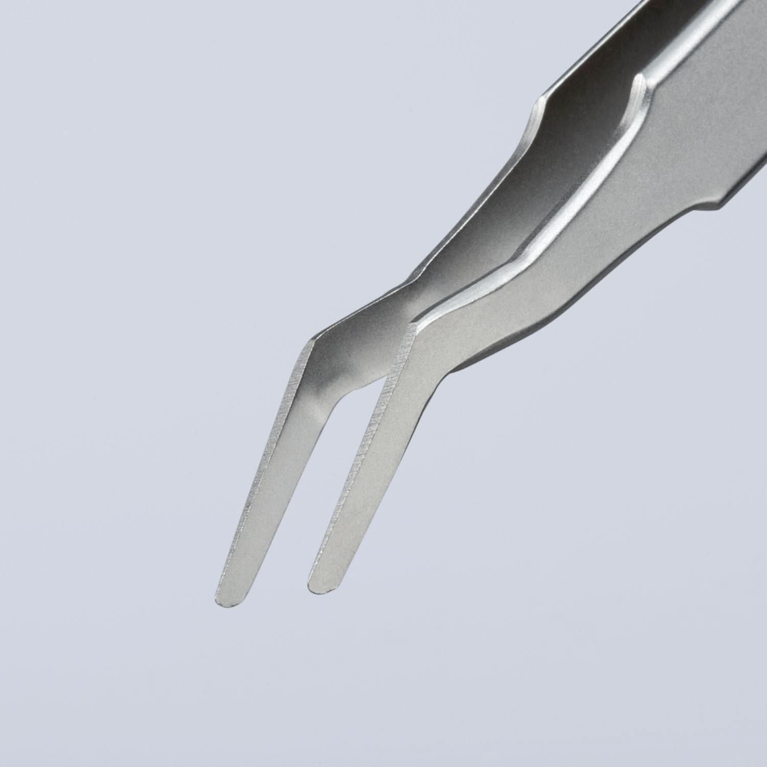 Knipex 92 01 02 Premium Stainless Steel Positioning Tweezers-35&deg;Angled-SMD