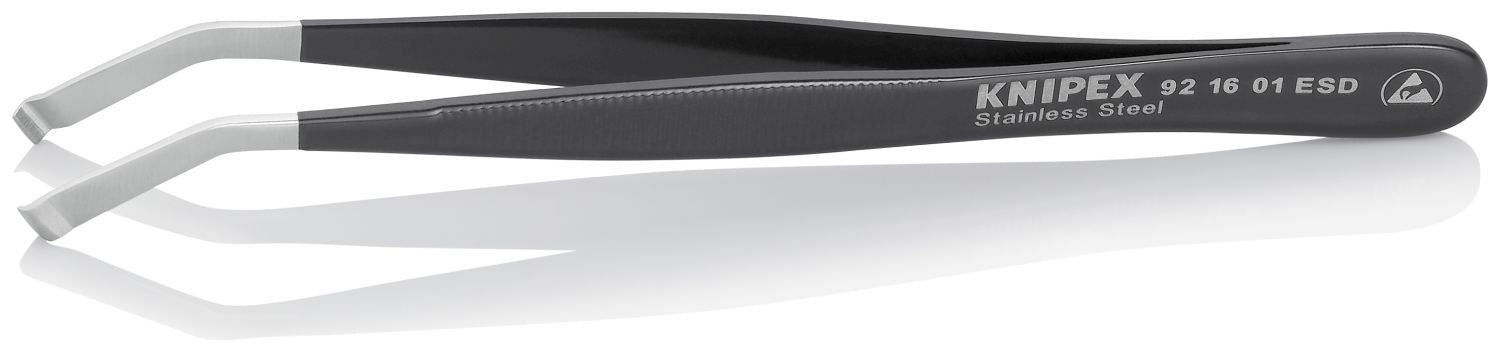 Knipex 92 16 01 ESD Stainless Steel Positioning Tweezers-35&deg;Angled-ESD