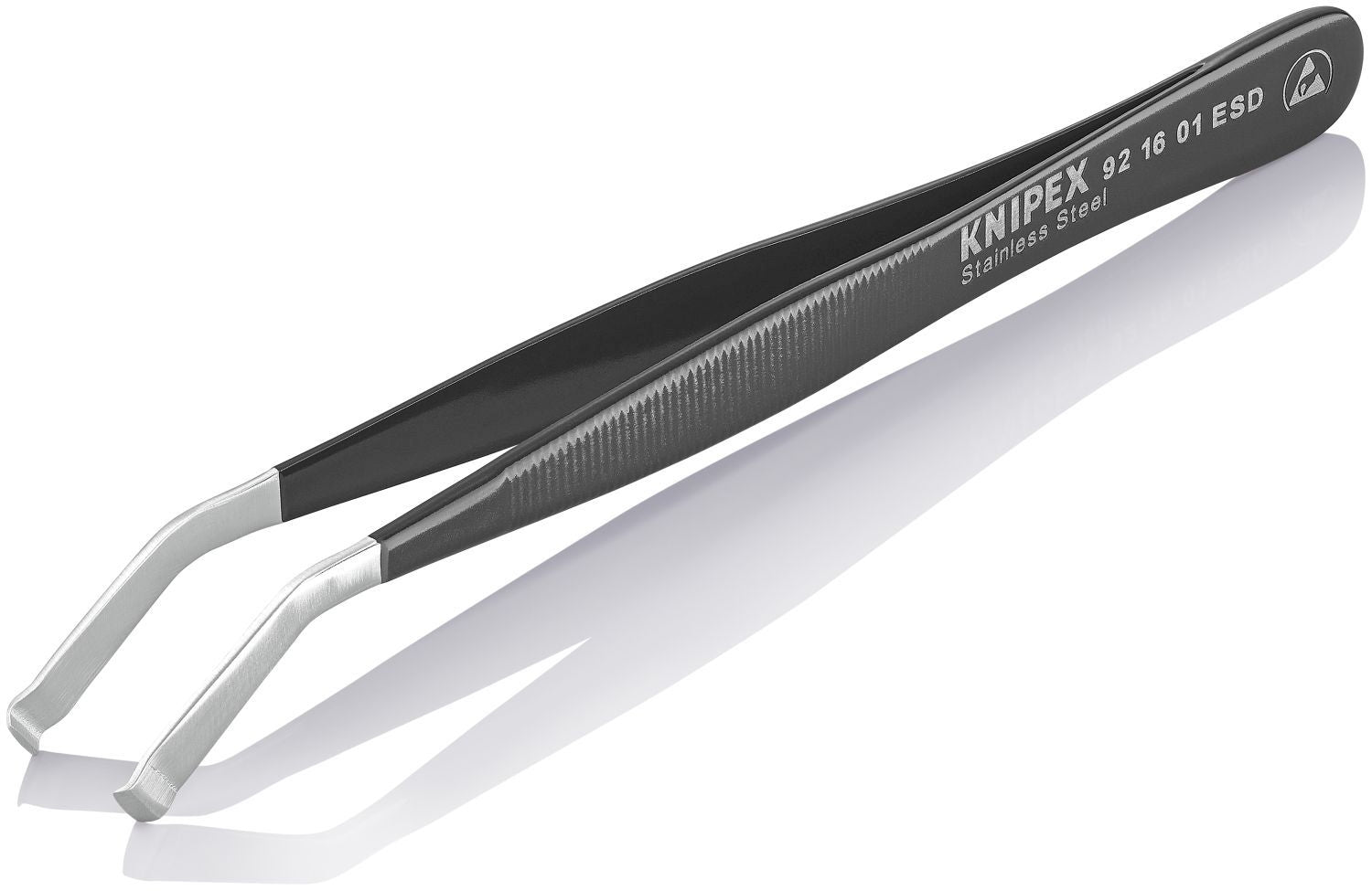 Knipex 92 16 01 ESD Stainless Steel Positioning Tweezers-35&deg;Angled-ESD