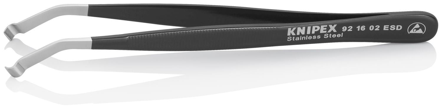 Knipex 92 16 02 ESD Stainless Steel Positioning Tweezers-35&deg;Angled-ESD