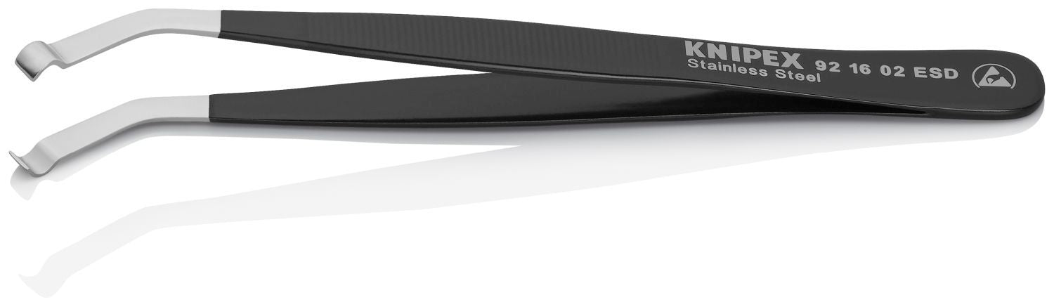 Knipex 92 16 02 ESD Stainless Steel Positioning Tweezers-35&deg;Angled-ESD