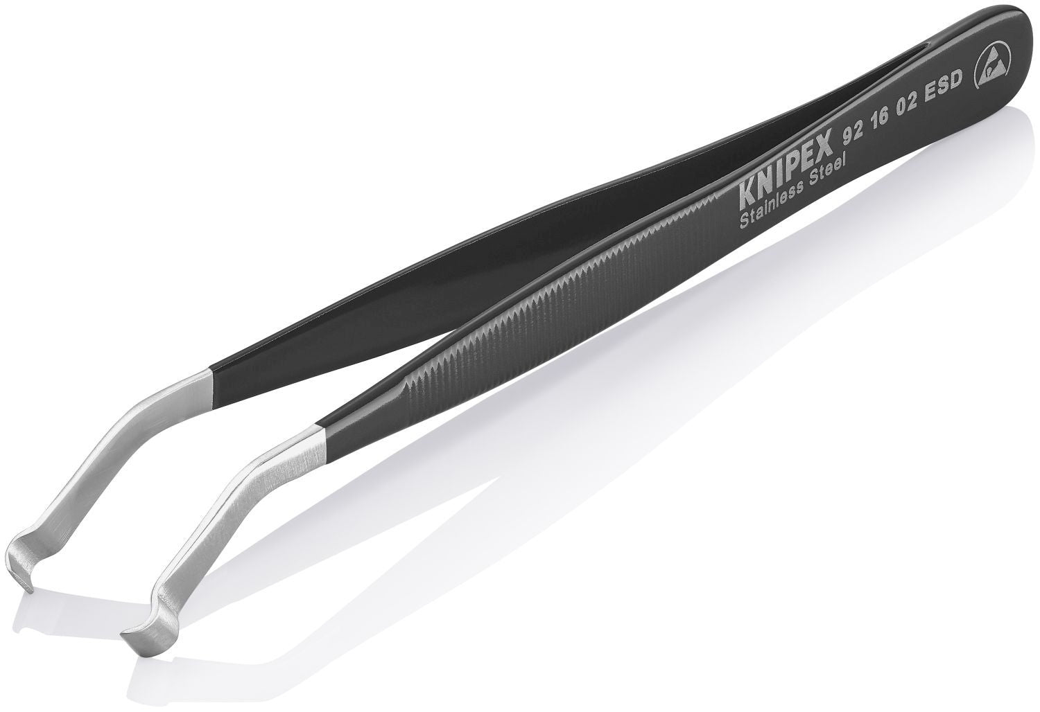 Knipex 92 16 02 ESD Stainless Steel Positioning Tweezers-35&deg;Angled-ESD