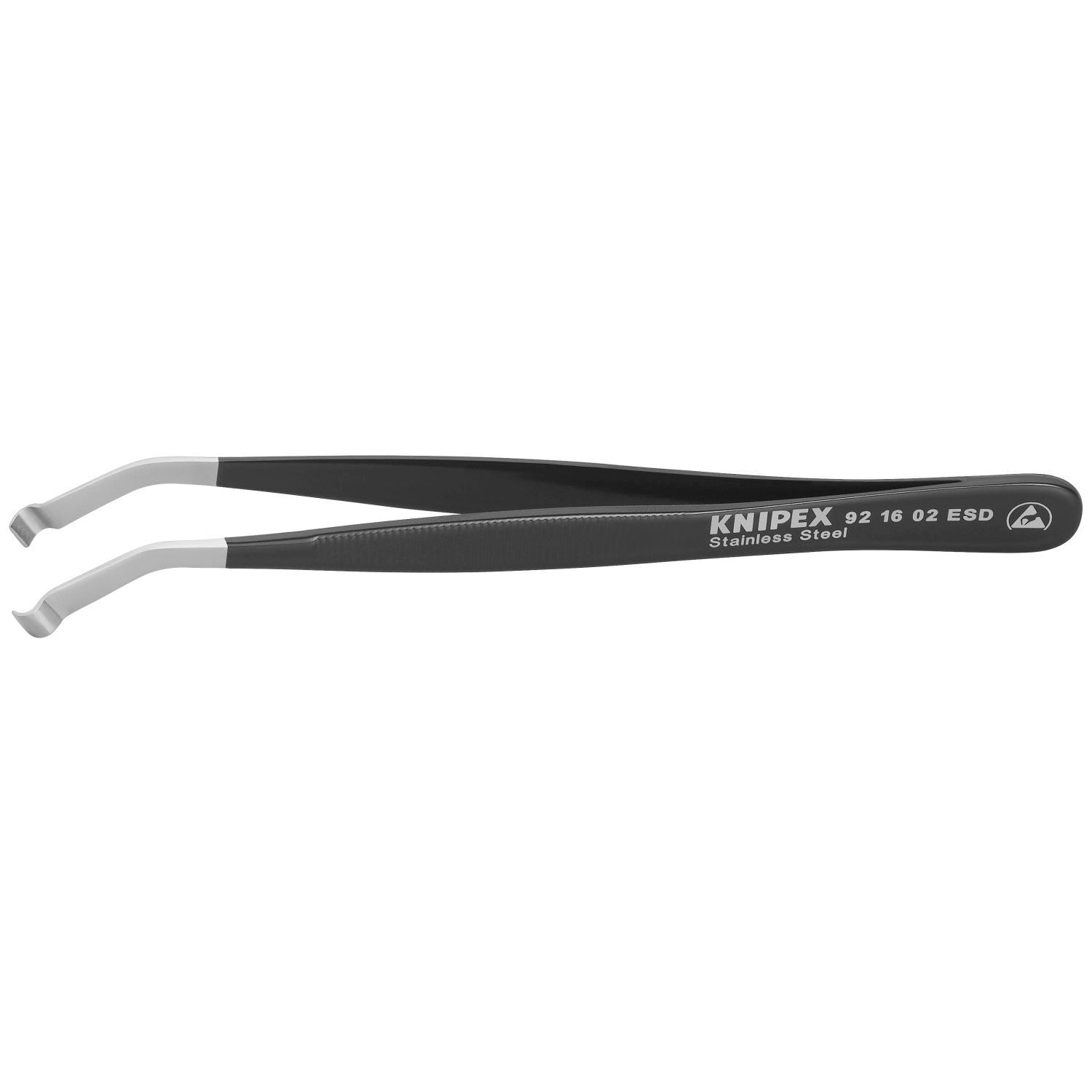 Knipex 92 16 02 ESD Stainless Steel Positioning Tweezers-35&deg;Angled-ESD