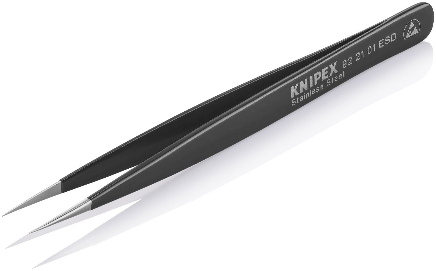 Knipex 92 21 01 ESD Stainless Steel Gripping Tweezers-Needle-Point Tips-ESD