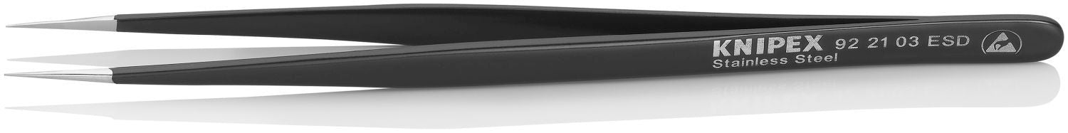Knipex 92 21 03 ESD Stainless Steel Gripping Tweezers-Needle-Point Tips-ESD