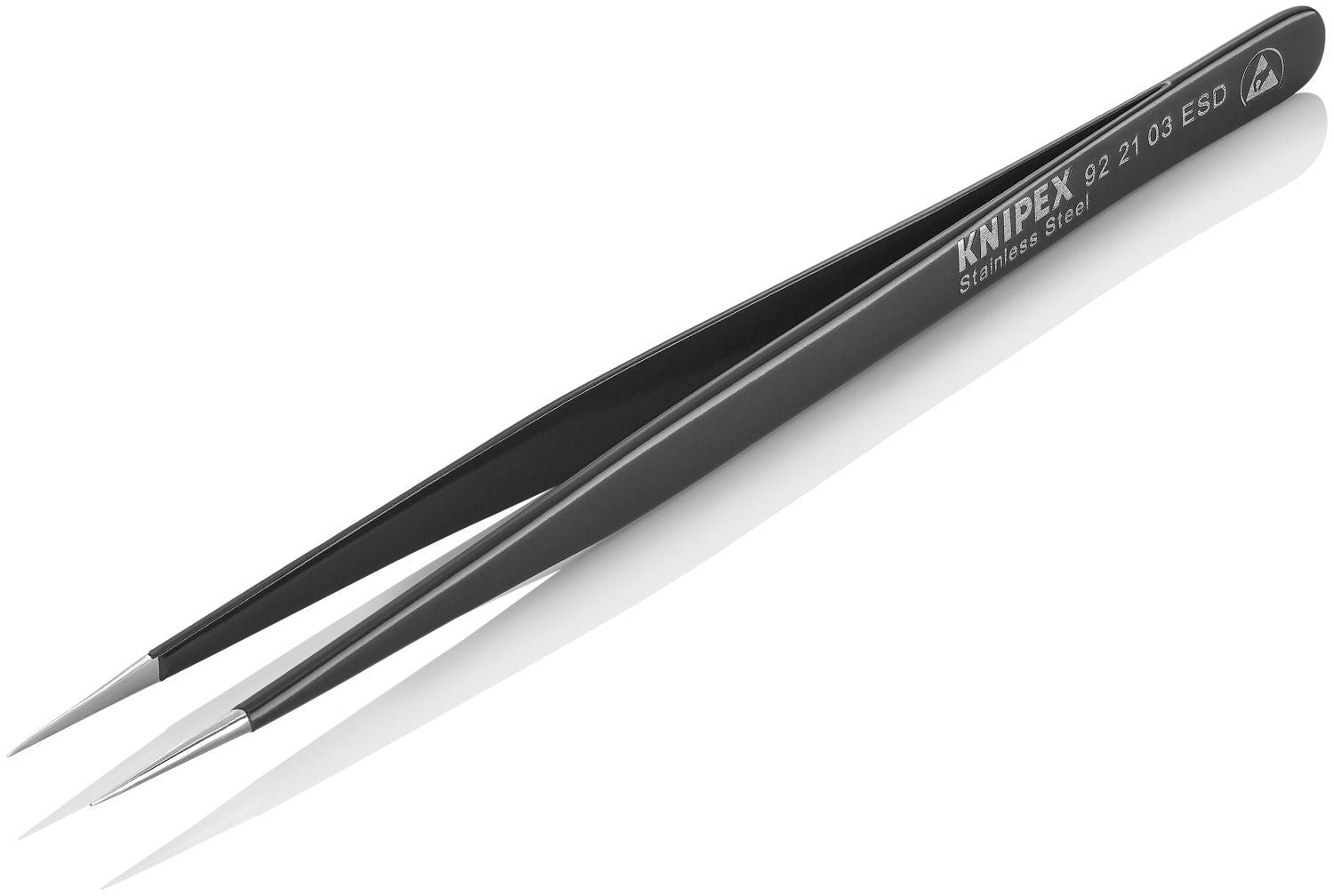 Knipex 92 21 03 ESD Stainless Steel Gripping Tweezers-Needle-Point Tips-ESD