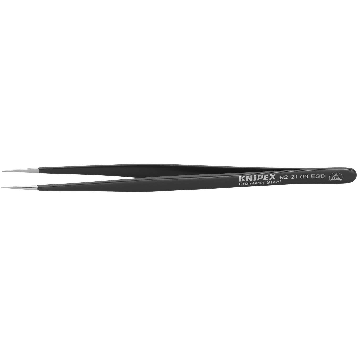 Knipex 92 21 03 ESD Stainless Steel Gripping Tweezers-Needle-Point
