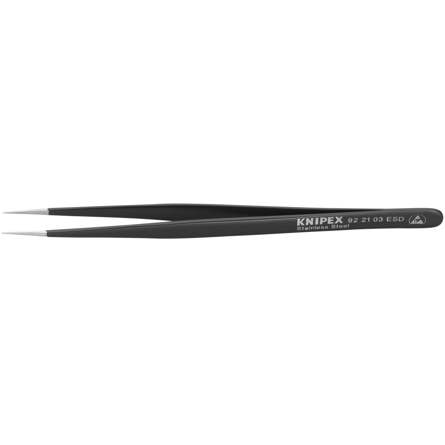 Knipex 92 21 03 ESD Stainless Steel Gripping Tweezers-Needle-Point Tips-ESD