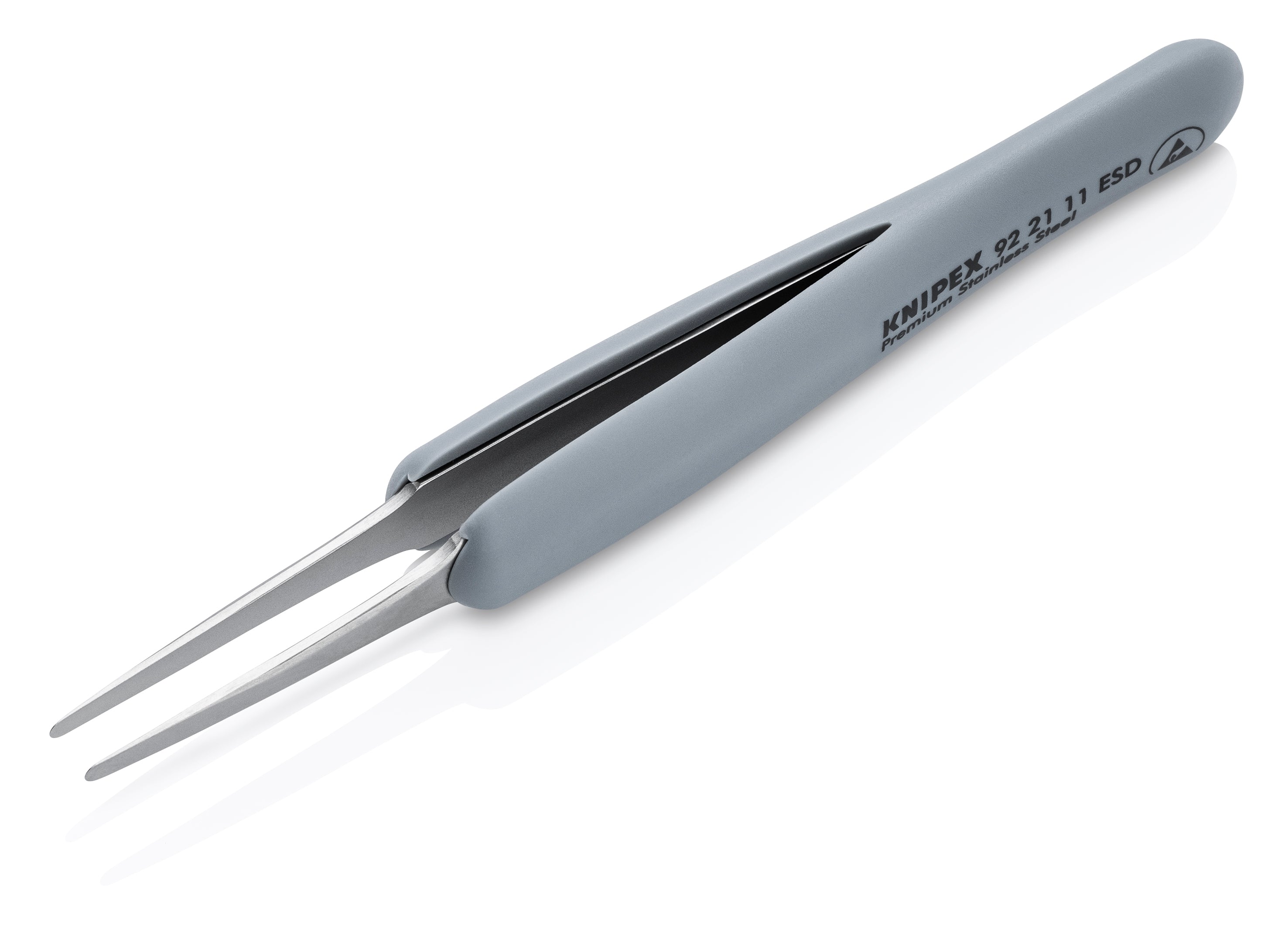 Knipex 92 21 11 ESD Premium Stainless Steel Precision Tweezers-Blunt Tips-ESD Rubber Handles