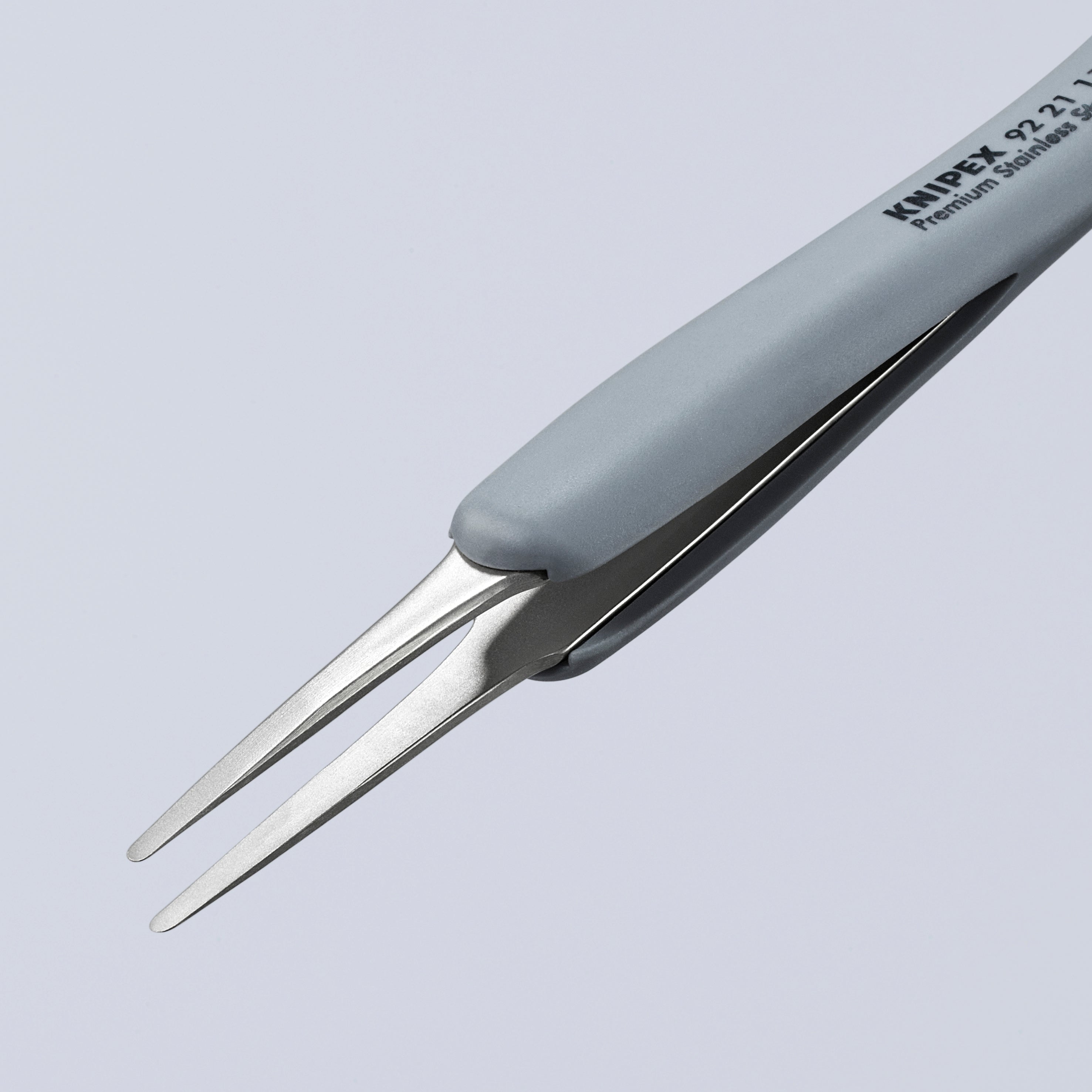 Knipex 92 21 11 ESD Premium Stainless Steel Precision Tweezers-Blunt Tips-ESD Rubber Handles