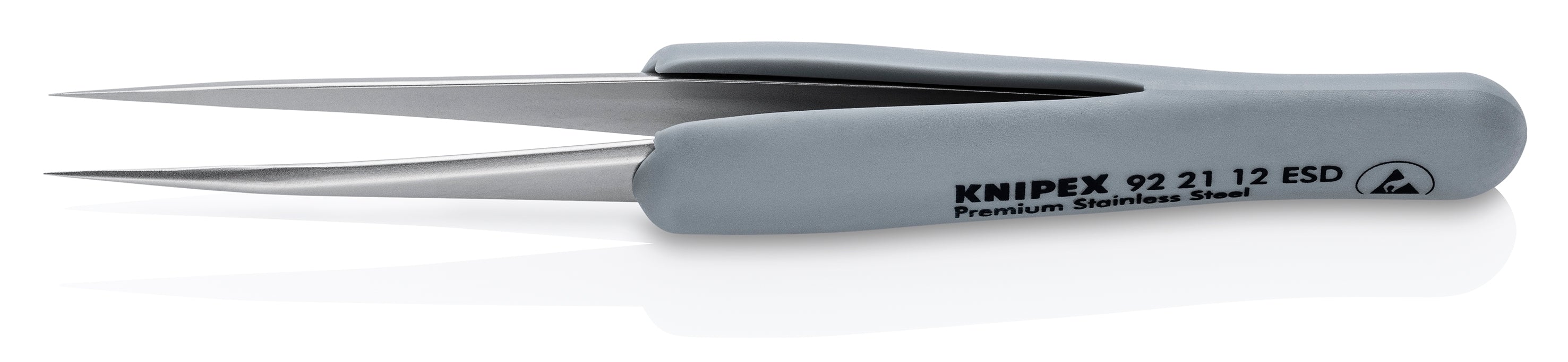 Knipex 92 21 12 ESD Premium Stainless Steel Precision Tweezers-Needle-Point Tips-ESD Rubber Handles