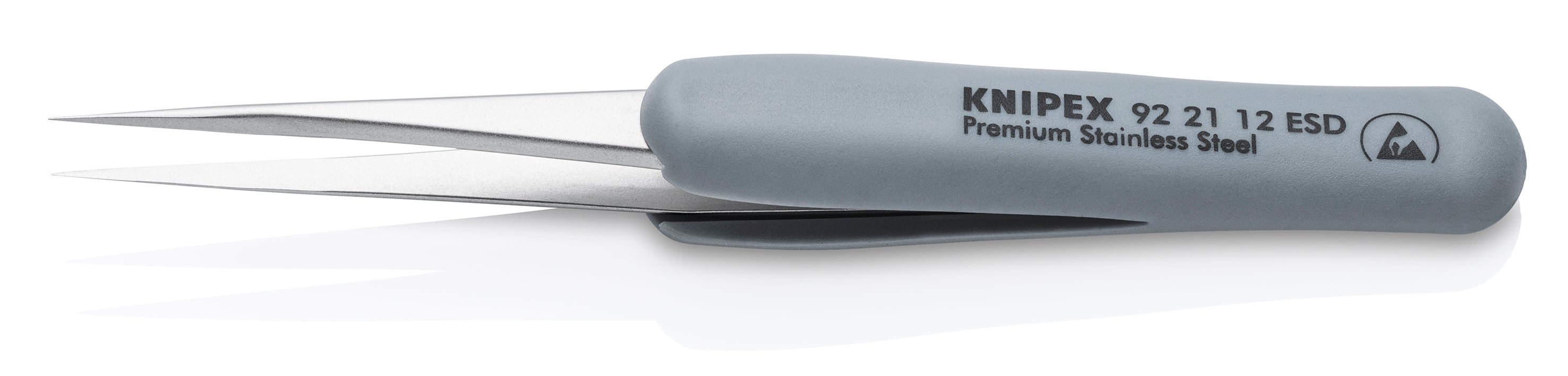 Knipex 92 21 12 ESD Premium Stainless Steel Precision Tweezers-Needle-Point Tips-ESD Rubber Handles