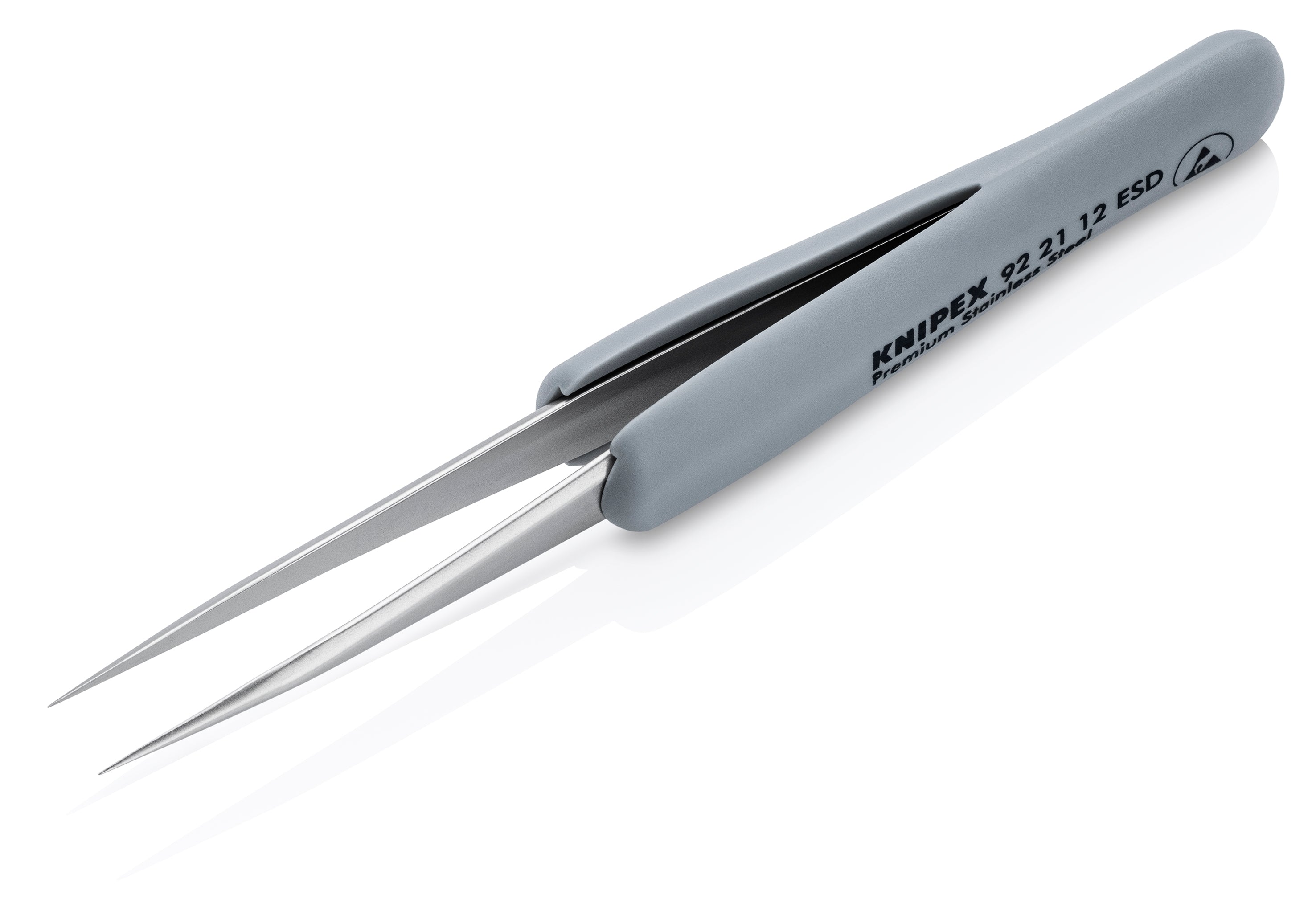 Knipex 92 21 12 ESD Premium Stainless Steel Precision Tweezers-Needle-Point Tips-ESD Rubber Handles