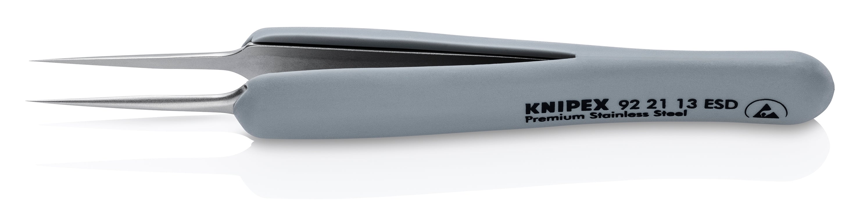 Knipex 92 21 13 ESD Premium Stainless Steel Precision Tweezers-Needle-Point Tips-ESD Rubber Handles