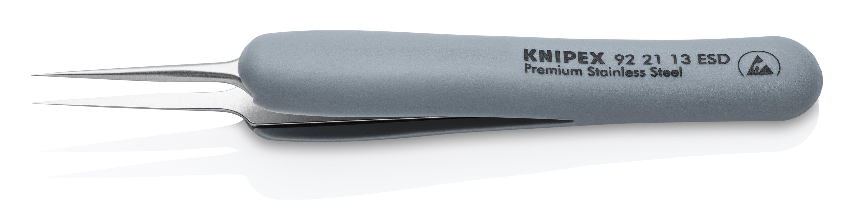 Knipex 92 21 13 ESD Premium Stainless Steel Precision Tweezers-Needle-Point Tips-ESD Rubber Handles