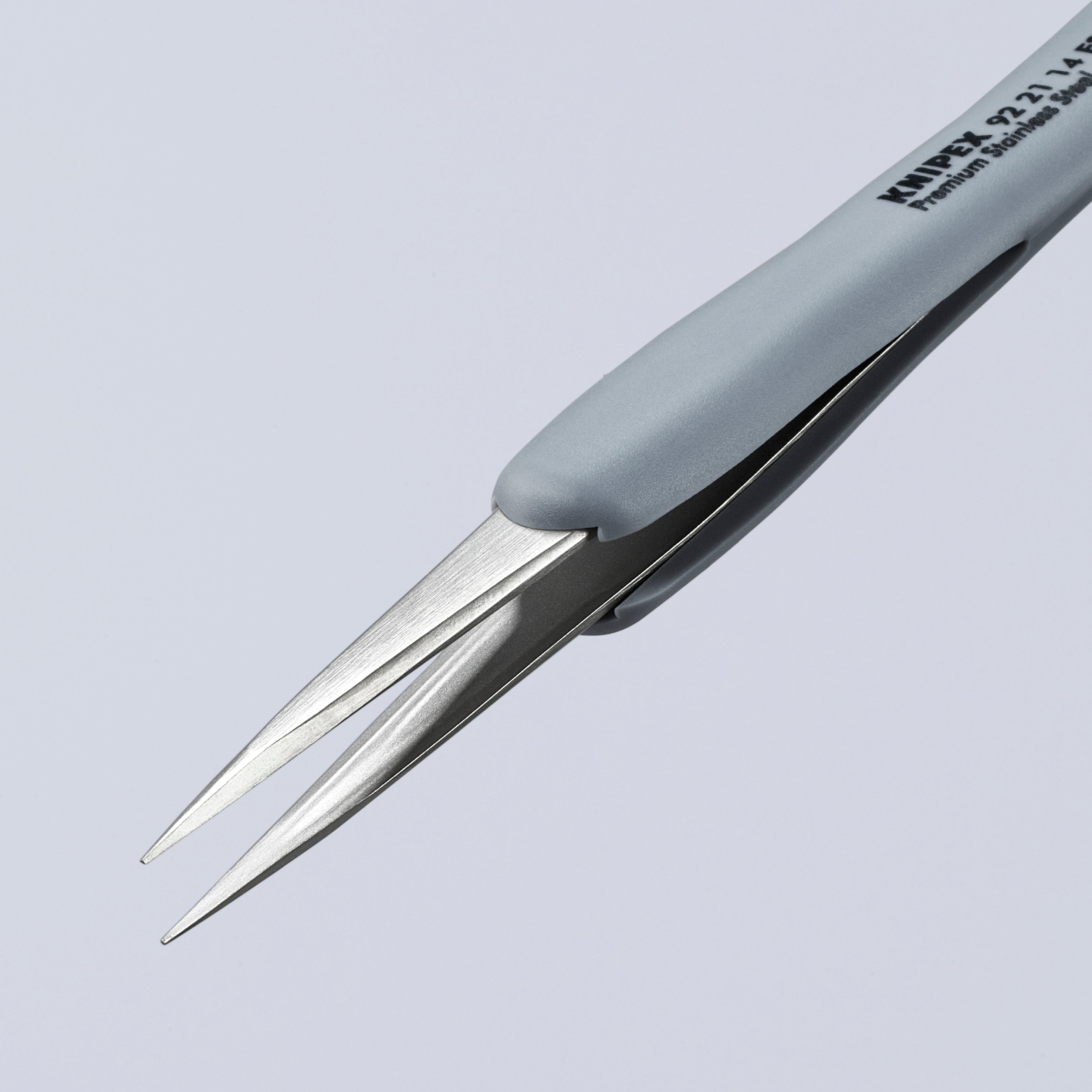 Knipex 92 21 14 ESD Premium Stainless Steel Precision Tweezers-Pointed Tips-ESD Rubber Handles