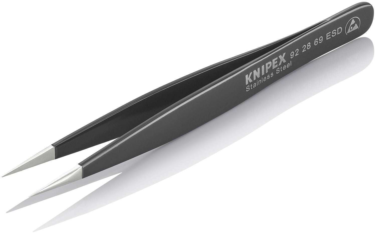 Knipex 92 28 69 ESD Stainless Steel Gripping Tweezers-Needle-Point Tips-ESD