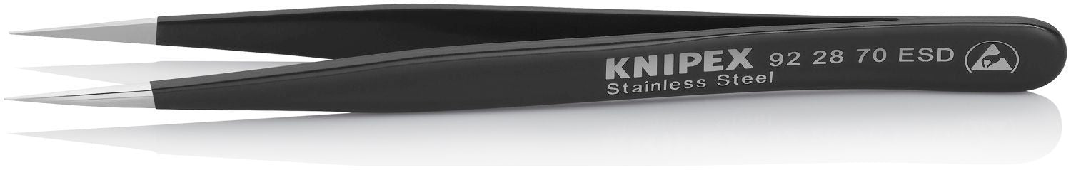 Knipex 92 28 70 ESD Stainless Steel Gripping Tweezers-Needle-Point Tips-ESD