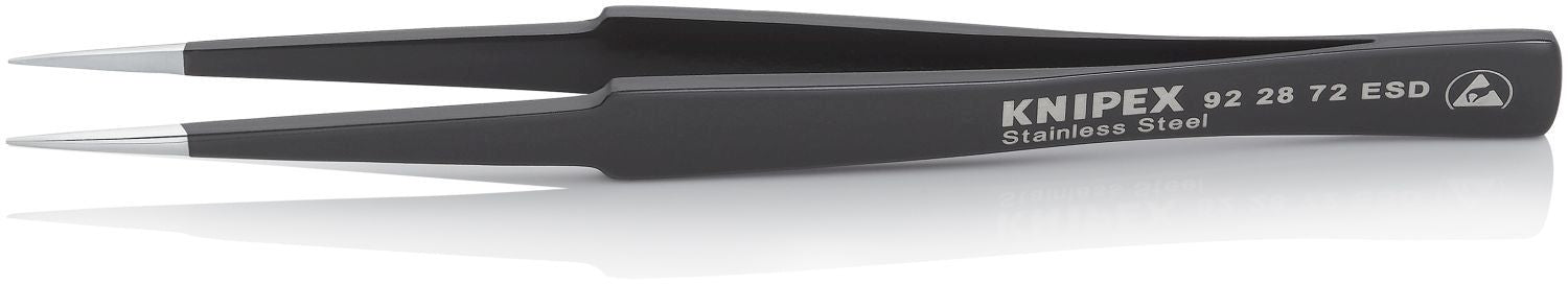 Knipex 92 28 72 ESD Stainless Steel Gripping Tweezers-Pointed Tips-ESD
