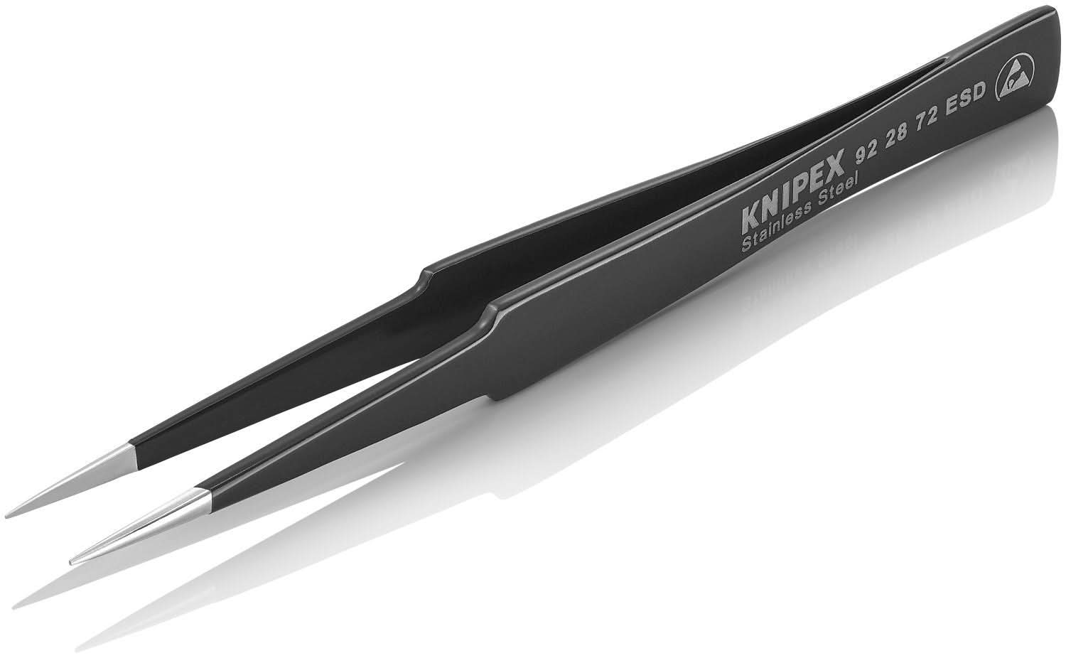 Knipex 92 28 72 ESD Stainless Steel Gripping Tweezers-Pointed Tips