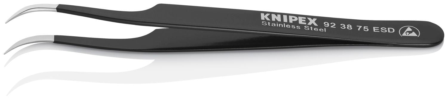 Knipex 92 38 75 ESD Stainless Steel Gripping Tweezers-Needle-Point Tips-ESD